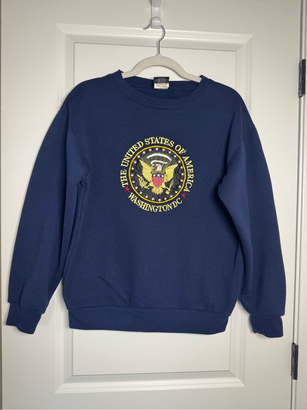 DC Navy Crewneck Sweatshirt with Presidential Emblem